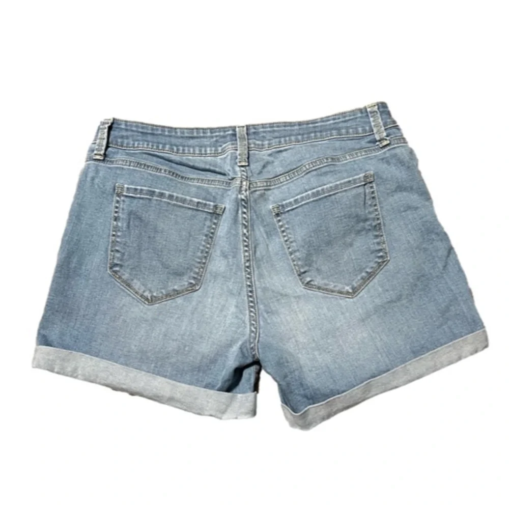 Arizona Denim Blue Jean Distressed Shorts Cuffed Hem Cotton Juniors Size 11